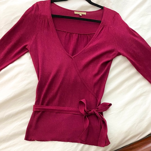 R&W Tops - R&W Burgundy 3/4 Sleeve Knit Blouse